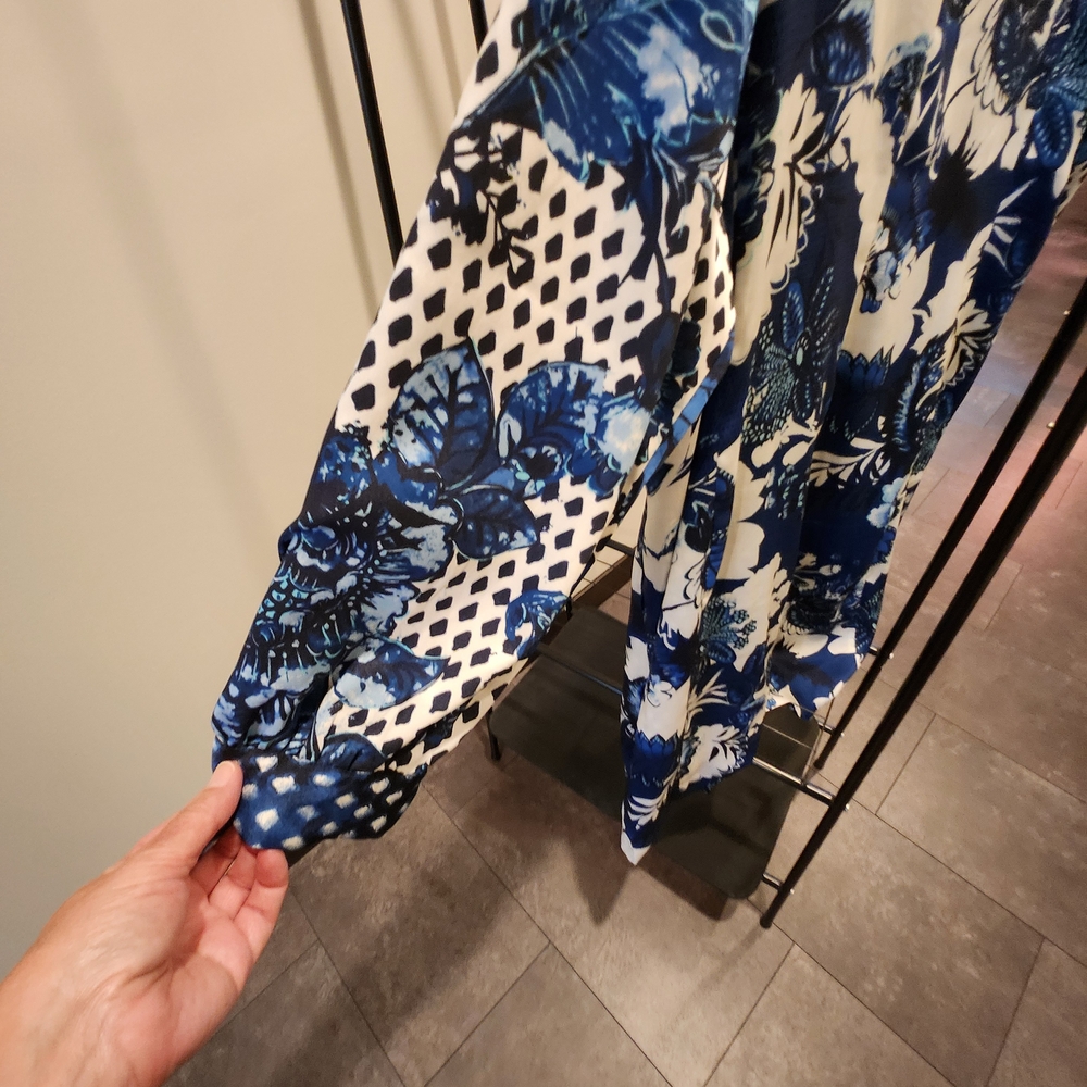 Reversable Duster Cardigan Floral And Poka Dot Pa… - image 6